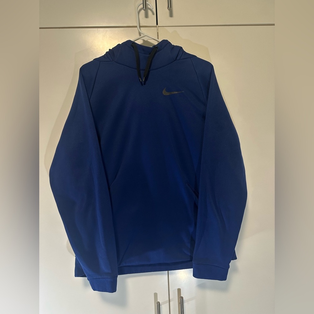 Nike Dri Fit Therma Mens L Pullover Hoodie High Neck Navy Blue Swoosh 932022-478